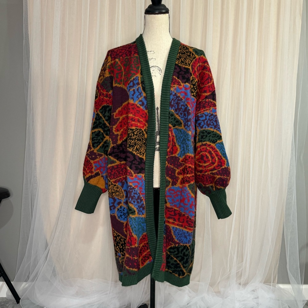 Farm Rio Puff Sleeve Cardigan Sweater